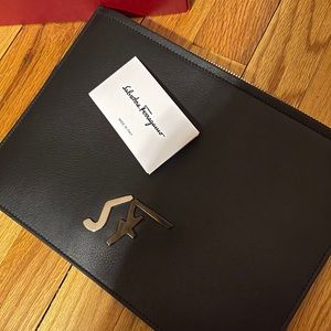 Black Ferragamo Clutch NWT